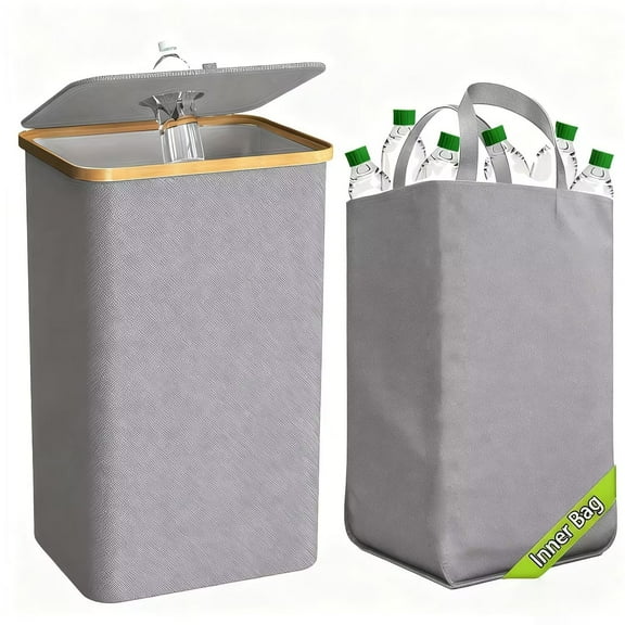 100L Gray Eco-Friendly Bottle Recycling Bin, Multi-Functional Waste Sorting Storage Bin