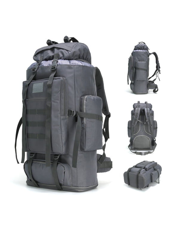 100L Hiking Backpack, Large Capacity Camping Rucksack with Expandable Bottom, Multi-Pockets and Breathable Back