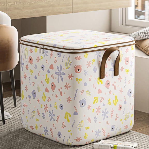 100L Large-capacity Household Storage Box,Foldable Blanket Storage Bag, Clothes Storage Bag With Lid and Reinforced Handle,Suitable for Quilts,Bedding and Clothes (Multi-color)