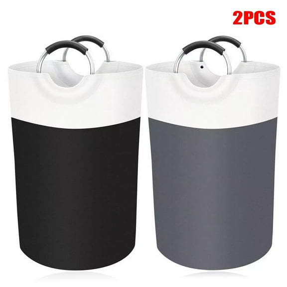 100L Laundry Hamper (2PACK), Freestanding Laundry Basket with Padded Handles, Clothes Hamper Stands up (Black and Gray)