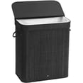 thumbnail image 1 of 100L Laundry Hamper with Lid Bamboo Laundry Basket with Liner Bag Foldable Storage Hamper with Handles Black, 1 of 9