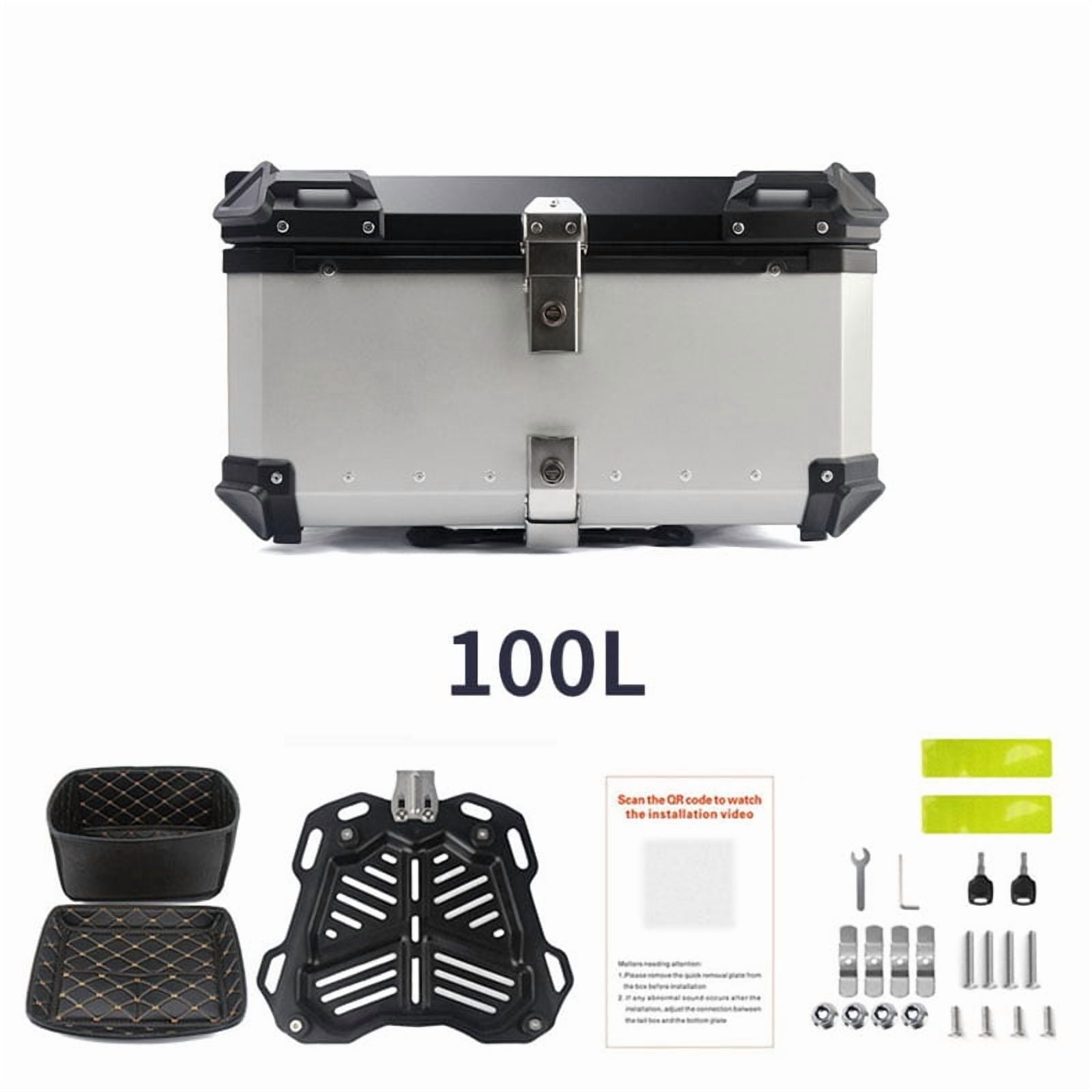 100L Waterproof Motorcycle Top Box - Universal Anti-Theft Lock Rear Trunk for Touring & Storage, Fits Full-Face Helmet & Luggage, Heavy-Duty Motorcycle Tail Box