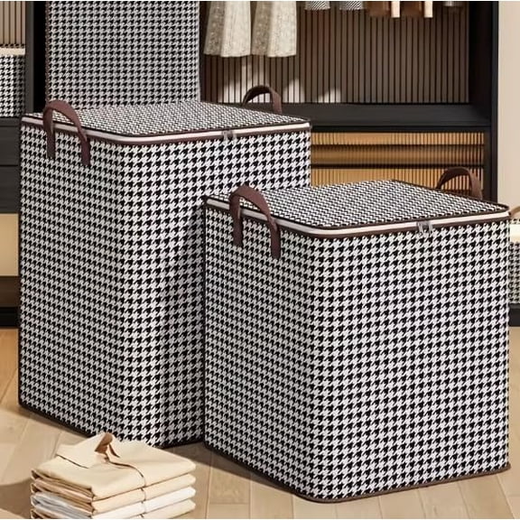 100L Zippered Storage Bag with Lid & Handles for Clothes - Large Capacity Non-woven Fabric Sorting Bag for Bedding & Garments, Reinforced Handles for Easy Carry, Collapsible to Save Space