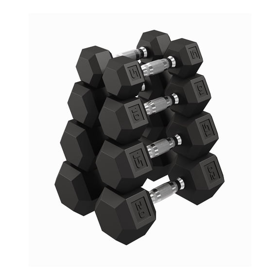 100LB Set Hex Dumbbell,Hand Weights Dumbbells Pair with Cast Iron Core,Rubber Encased Coating and Textured Carbon Steel Handle for Home Gym Strength Training-5LB+10LB+15LB+20LB)x2