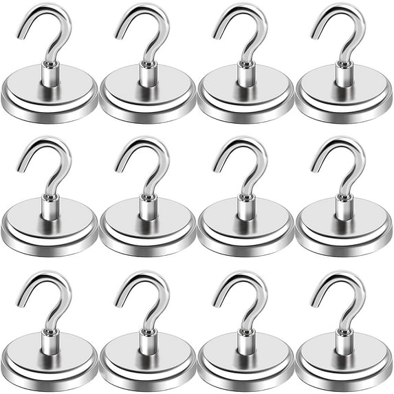 100LBS Heavy Duty Magnetic Hooks, Strong Neodymium Magnet Hooks for Home, Kitchen, Workplace, Office etc, Hold up to 100 Pounds - 12pack