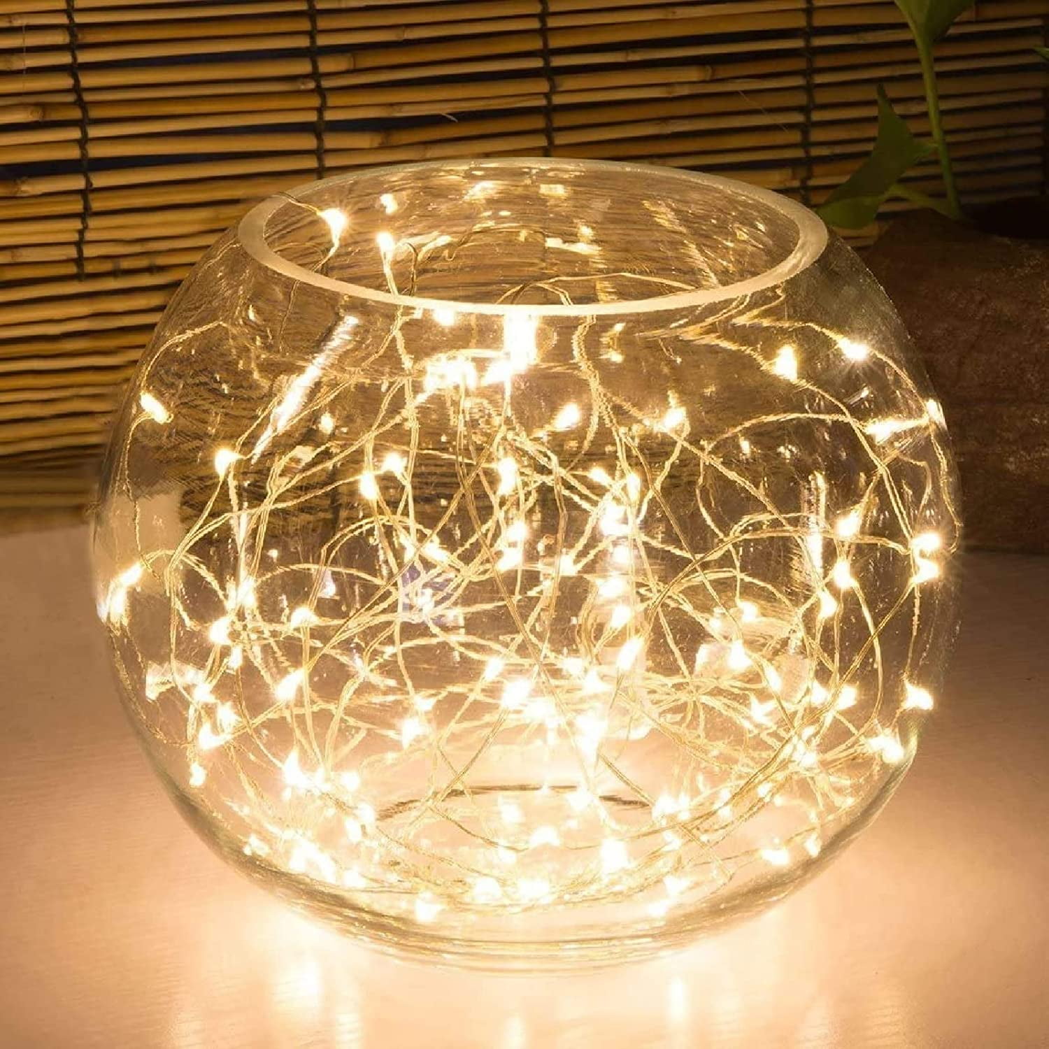 100LED Fairy Light Battery Operated LED Lights with Timer Setting Warm ...