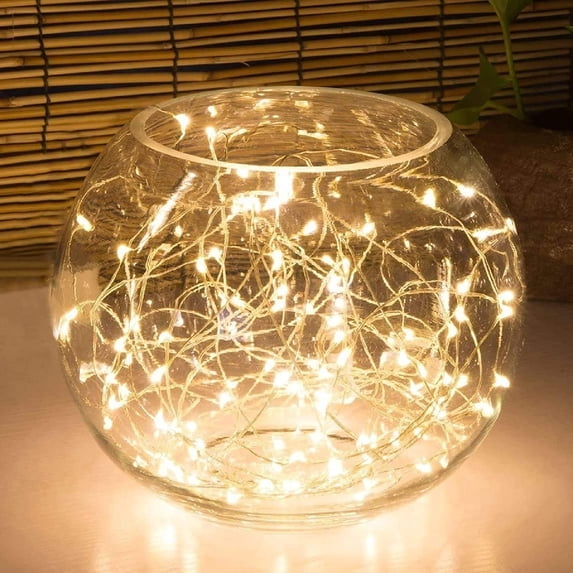 100LED Fairy Light Battery Operated LED Lights with Timer Setting Warm ...
