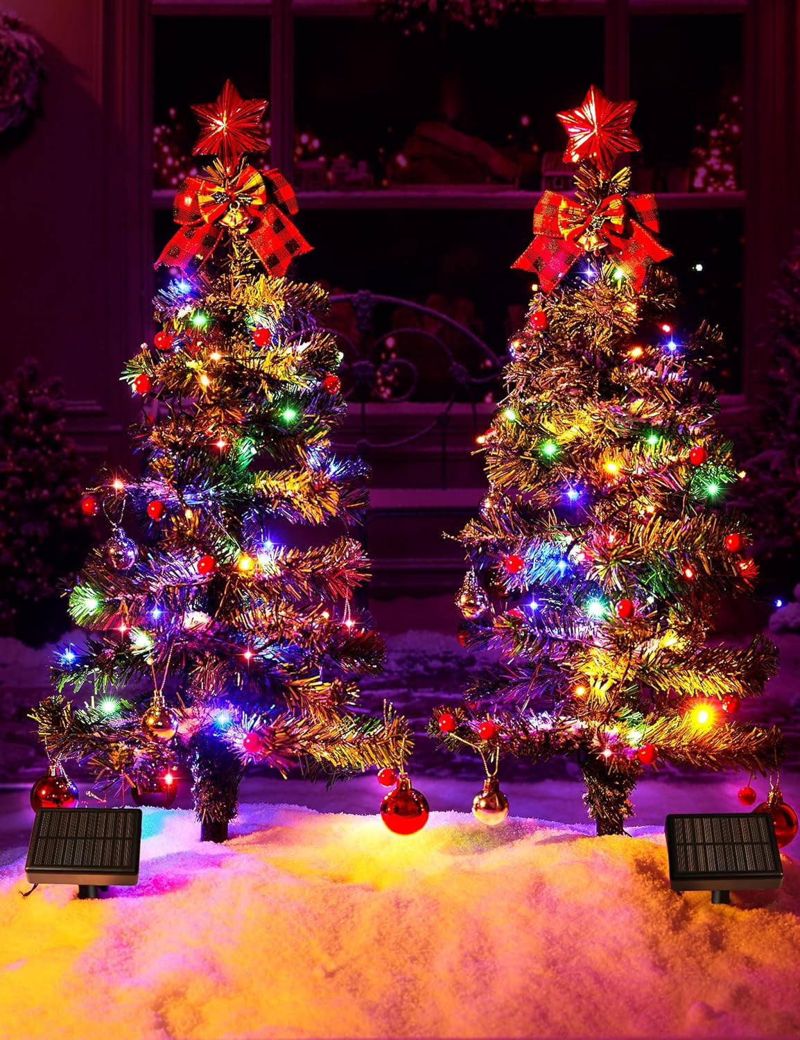 100LED Solar Christmas Tree Lights Outdoor Waterproof, 8 Modes Large Solar Christmas Trees