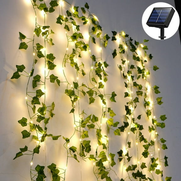 100LED Solar Vine String Lights, 33ft Artificial Ivy Leaf Plant Garland with lights, Outdoor Ivy Fairy Lights, Christmas Lamp DIY Artificial Plants Holiday Party Wedding Garden Fence Wall Decor