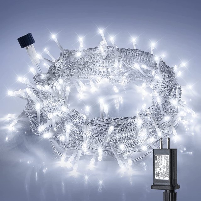 100LED White Christmas String Lights, 33ft Extendable Christmas Lights