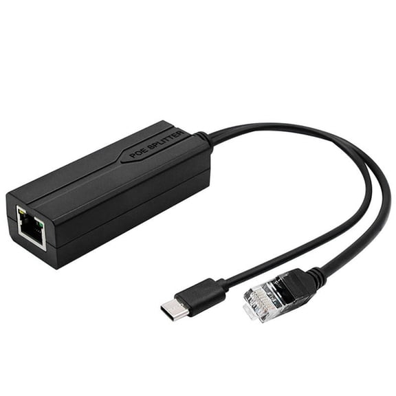 100M 48V to 5V 2.4A POE Splitter Standard Isolated Type-C Power Supply Module POE Splitter,1 * 48V to 5V POE Splitter Adapter,Black