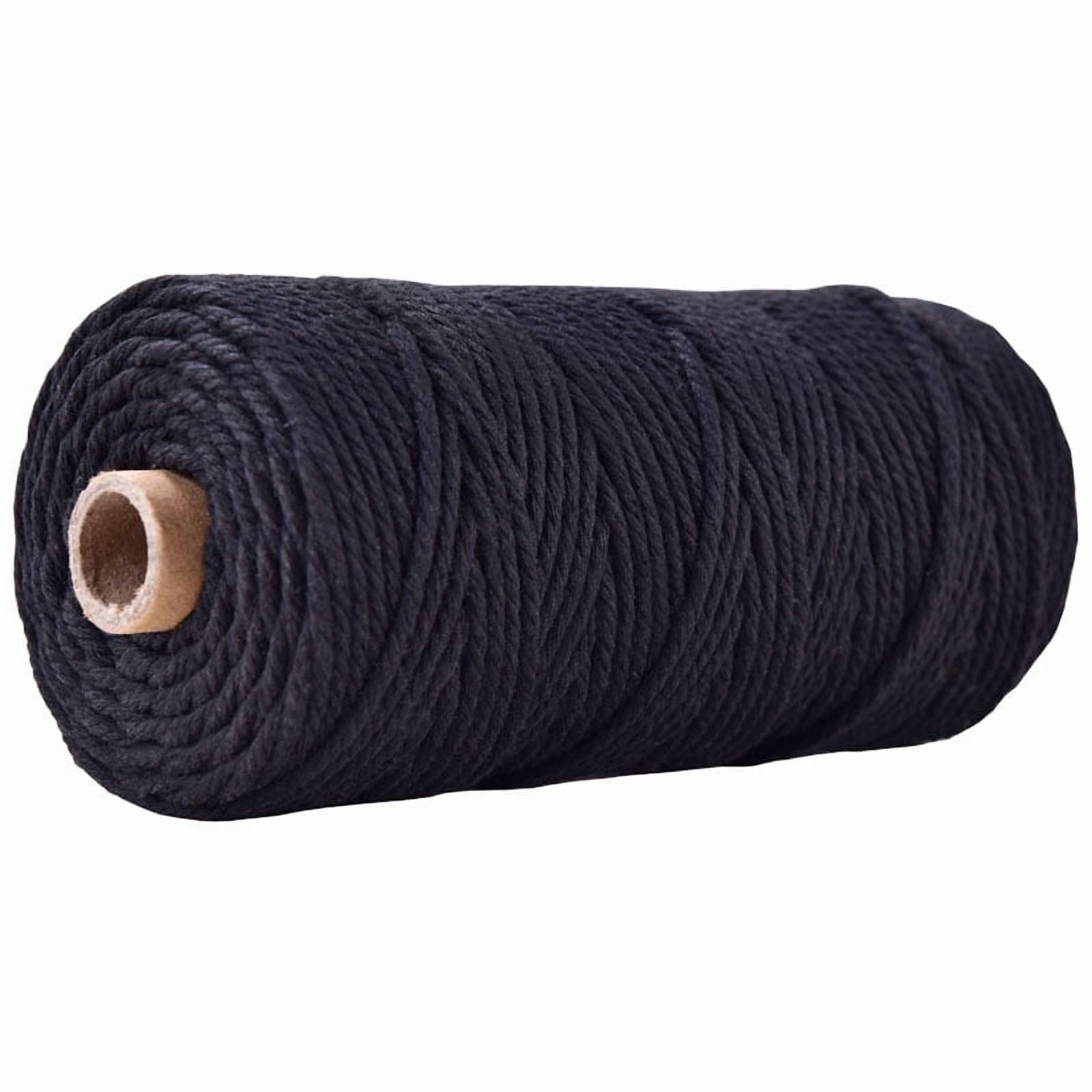 5Roll Cotton String Threads for Crafts Knitting Making Black 3mm about 109.36 Yards(100m)/Roll