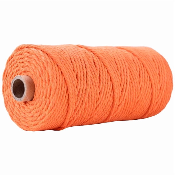 100M Cotton String Threads for Crafts Knitting Making Coral 3mm 109.36 Yards(100m)/Roll