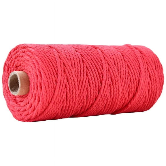 100M Cotton String Threads for Crafts Knitting Making Crimson 3mm 109.36 Yards(100m)/Roll