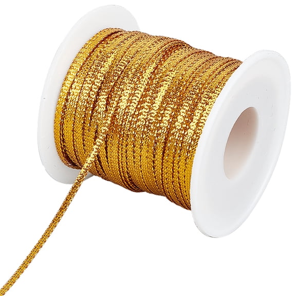 100M Nylon Ribbon Clothes Accessories Flat Gold 1/8 inch(3mm) 109.36 Yards(100m)/Roll