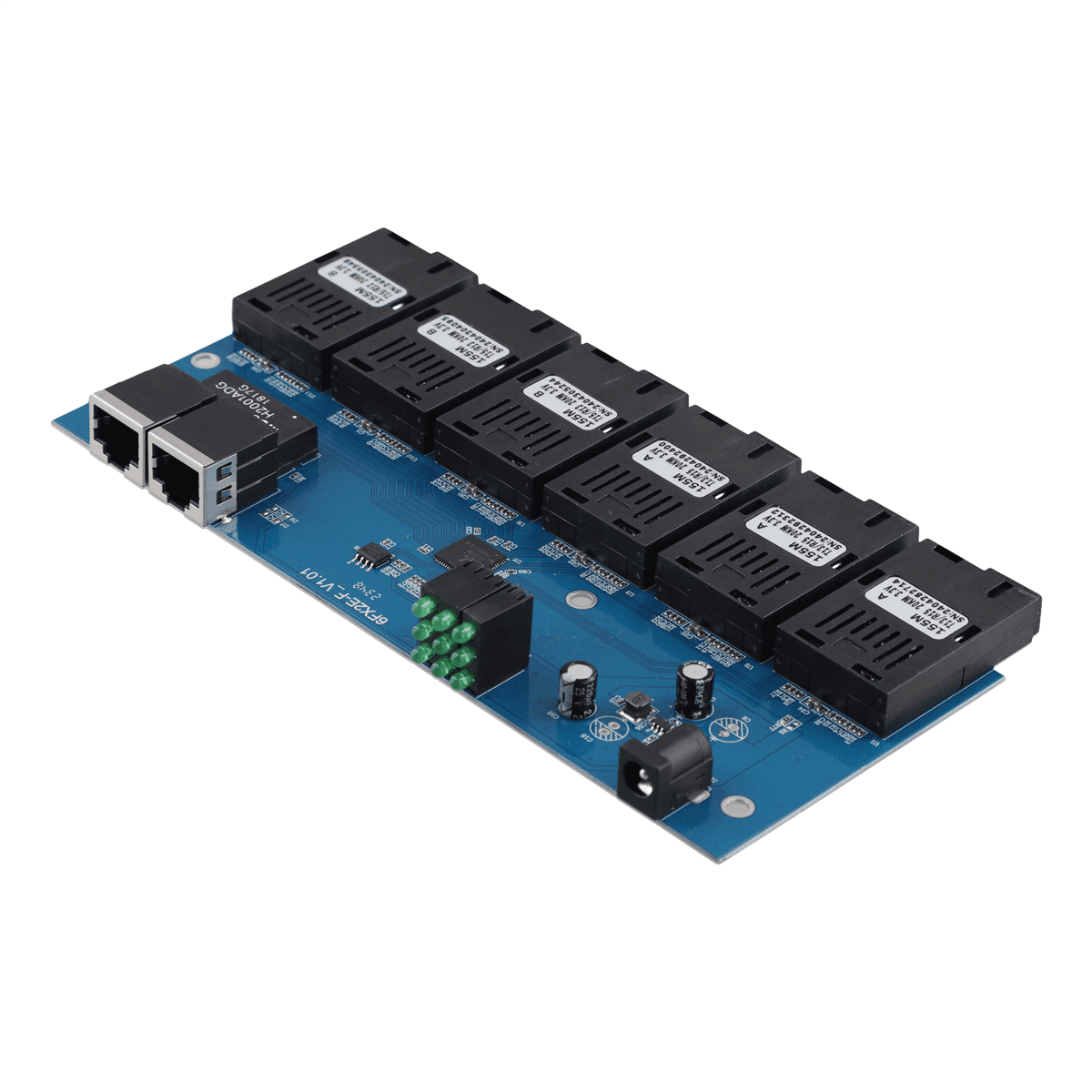 100M PCBA Board Fiber Optic Media Converter 2 RJ45 to 6 SC Optic ...