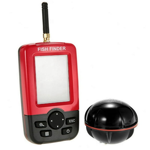 100M Portable Sonar Fish Finders Fishing Lure Fathometer Fishing Finder Alarm Transducer Lake Sea Fishing,1 x Handheld Display 1 x Sonar Sensor,Red & Black