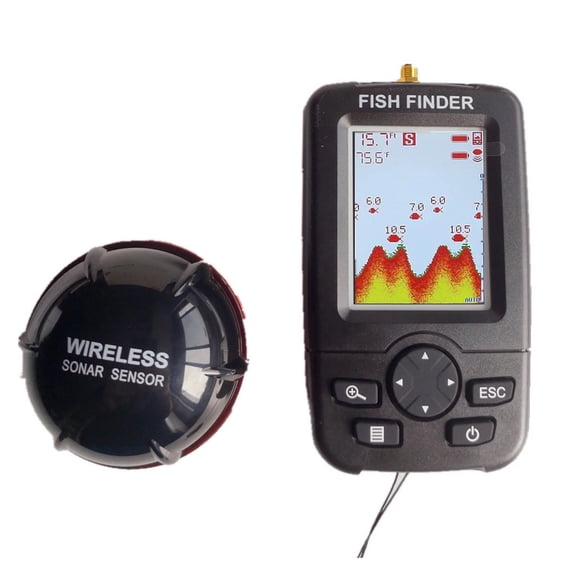 100M Portable Sonar Fish Finders Fishing lure Echo Sounder Fishing Finder Alarm Transducer Lake Sea Fishing Waterproof Underwater Fish Finder