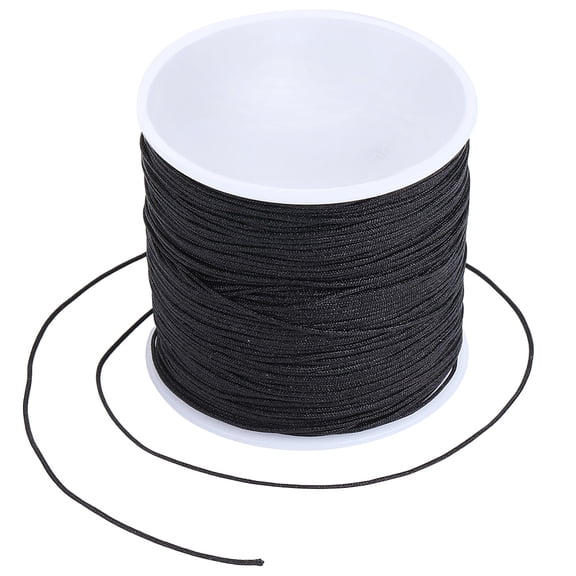 100M Round Nylon Cord Chinese Knotting Cord for Jewelry Making Macrame Craft Black 0.8mm 109.36 yards(100m)/roll