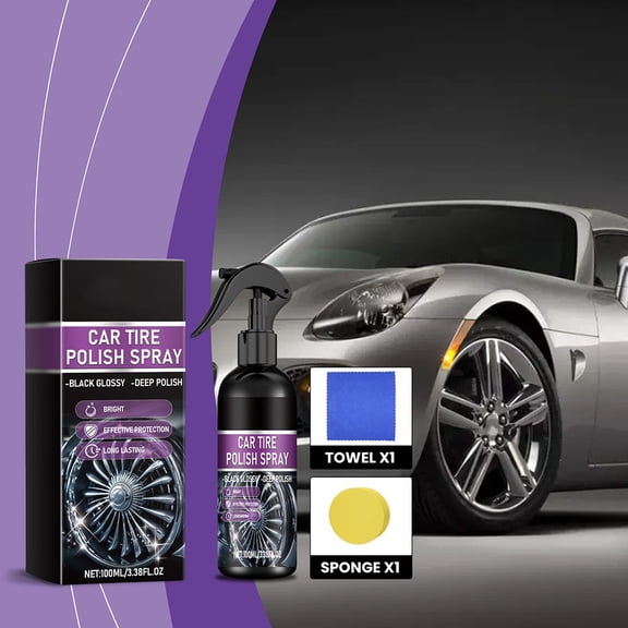 100ML Black Wet Look Tire Shine Dressing -Automotive Clear Coat Tire Dressing Spray For Glossy Wet Tire Look, Vinyl & Plastic