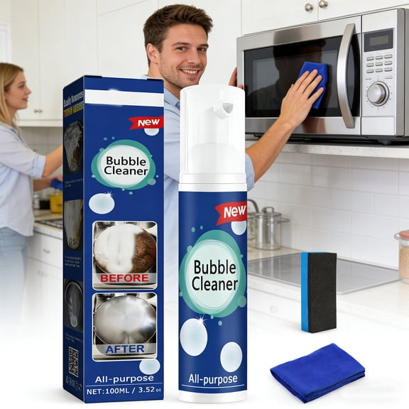 100ML Bubble Cleaner Foam,Foaming Heavy Oil Stain Cleaner,All-Purpose Rinse-free Cleaner Spray,Kitchen Deep Cleaning Spray,Powerful Stain,Stubborn Grease & Grime Remover Bubble Spray