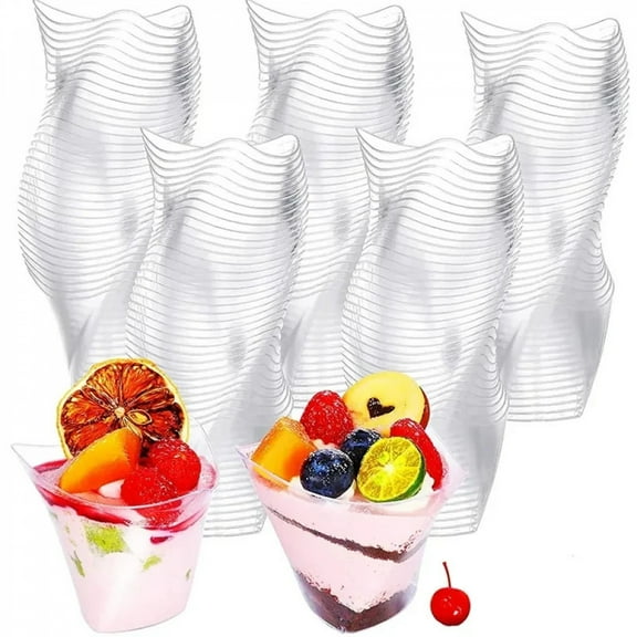 100ML Disposable Plastic Dessert Cups Birthday Transparent Party ice Cream Home Christmas Supplied