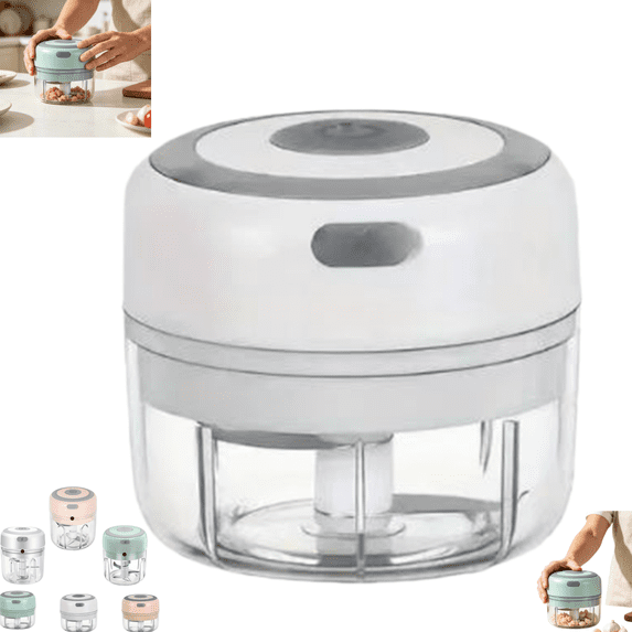 100ML Electric Mini Garlic Chopper, Portable Wireless Garlic Press Grinder with 2 Blades, USB Rechargeable Vegetable Mincer Easy To Clean