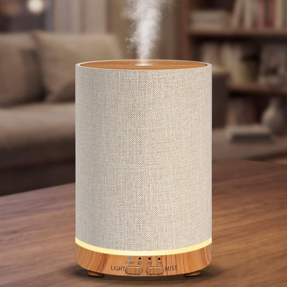 100ML Essential Oil Diffusers for Home with Linen Cover 7 Color Changing Lights, Timer & Auto-Off Scent Diffuser Machine Humidifier Aromatherapy Air Bedroom, Office