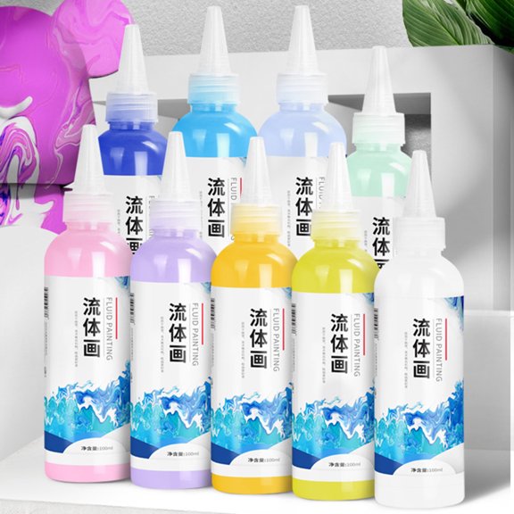 100ML Liquid Pigment Bright Color Portable Multi-color Optional Strong Fluidity Uniformity DIY Acid Free Creative Fluid Painting Graffiti Art Paint for Gift