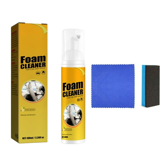 100ML Multi-Purpose Car Interior Foam Cleaner Stain Remover,Water-Based No-Rinse Auto Dashboard Door Panel Steering Wheel Cleaner,UV Protection Anti-Fade Anti-Crack Car Care Spray