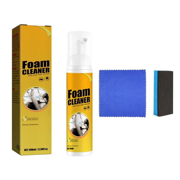 100ML Multi-Purpose Car Interior Foam Cleaner Stain Remover,Water-Based No-Rinse Auto Dashboard Door Panel Steering Wheel Cleaner,UV Protection Anti-Fade Anti-Crack Car Care Spray