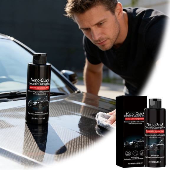 100ML Nano Quick Ceramic Coating Pro - Hydrophobic Car Polish Spray for Deep Gloss Shine & Long-Lasting Protection