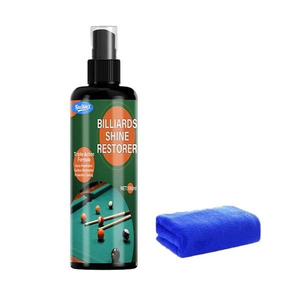 100ML Pool Ball Cleaner and Restorer Polish, Billiard Table Felt Cleaner Spray Kit for Consistent Roll, Removes Chalk, Dust, Dirt & Stains, Pool Table Accessory