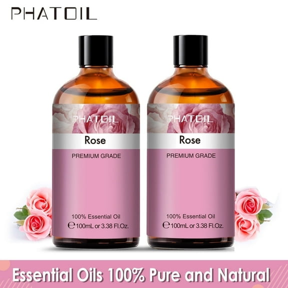 PHATOIL 100% Pure Rose Essential Oil for Face, Body Care, 2 x 100ML Bottles