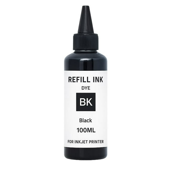 100ML Universal Refill Ink Bottles for Inkjet Printers Premium Dye Ink  – Bulk Printer Ink Refill Kit for CISS & Ink Tank Printers  (Black)