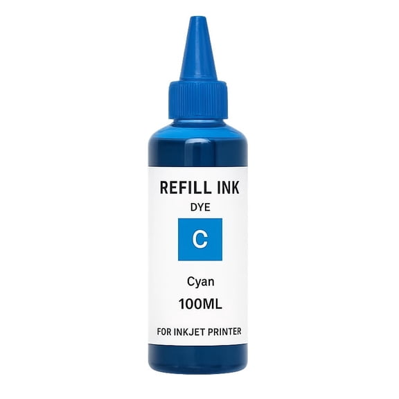 100ML Universal Refill Ink Bottles for Inkjet Printers Premium Dye Ink – Bulk Printer Ink Refill Kit for CISS & Ink Tank Printers (Cyan)