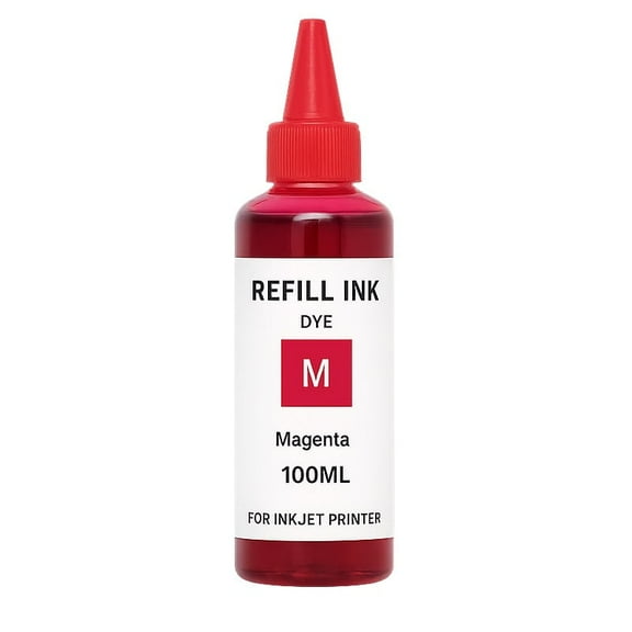 100ML Universal Refill Ink Bottles for Inkjet Printers Premium Dye Ink  – Bulk Printer Ink Refill Kit for CISS & Ink Tank Printers  ( Magenta)