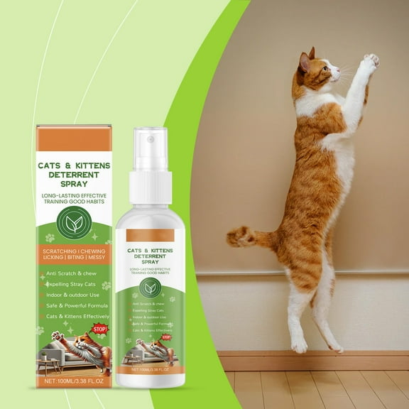 100Ml Cat Deterrent Spray - Anti-Scratch For Furniture, Sofas, Curtains, Plants, Non-Alcohol Behavior Training Aid - For For Cats & , Kittens