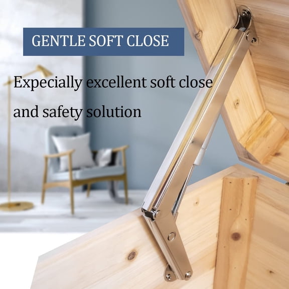 100N Heavy Duty Soft Close Lid Support Hinge, Chest Hinge Heavy Lid Hinges for Wooden Box Trunk, Toy Box Hinges Soft Close Safety Slow Lowering 45lbs/2pcs