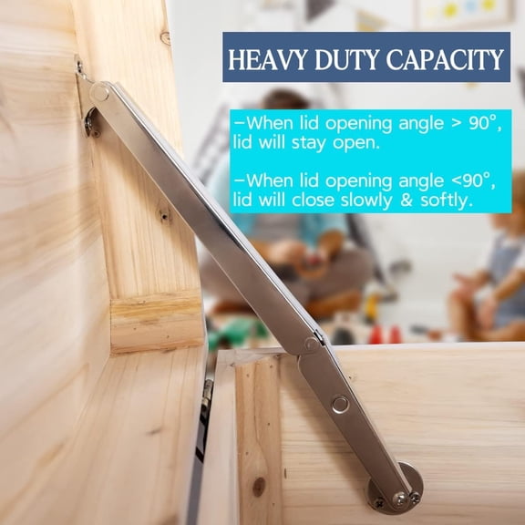 100N Heavy Duty Soft Close Lid Support Hinge, Chest Hinge Heavy Lid Hinges for Wooden Box Trunk, Toy Box Hinges Soft Close Safety Slow Lowering 45lbs/2pcs