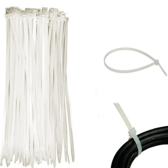 100PC 8 Inch Cable Ties Heavy Duty 30 lbs Nylon Plastic Wrap Zip Ties Cord Clear