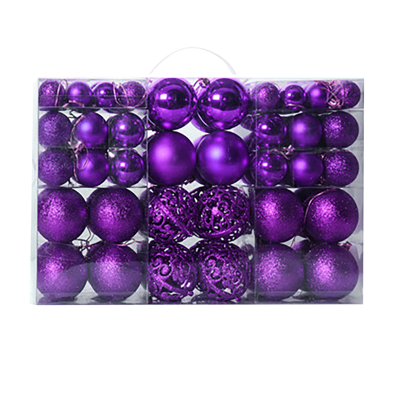 Purple Shatterproof Plastic Christmas Ball Ornaments Set