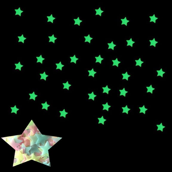 100PC Glow In The Dark Stars Wall Stickers Red Yellow Blue Fluorescent Luminous Ceiling Decals Kids Bedroom Nursery Room Decor
