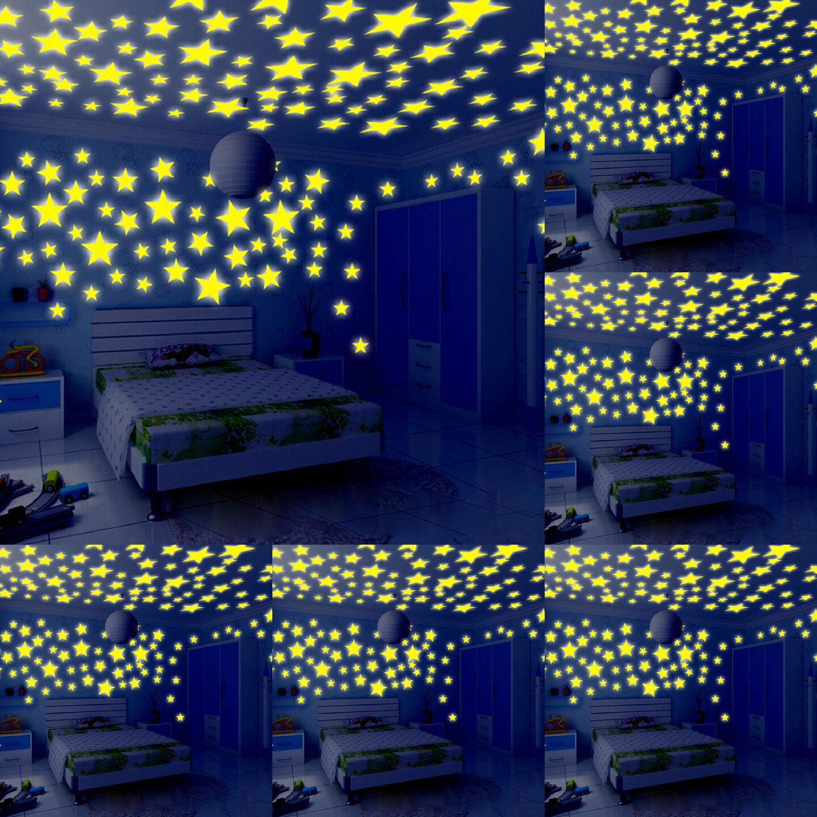 100PC Kids Bedroom Fluorescent Glow In The Dark Wall Stickers 2PCS