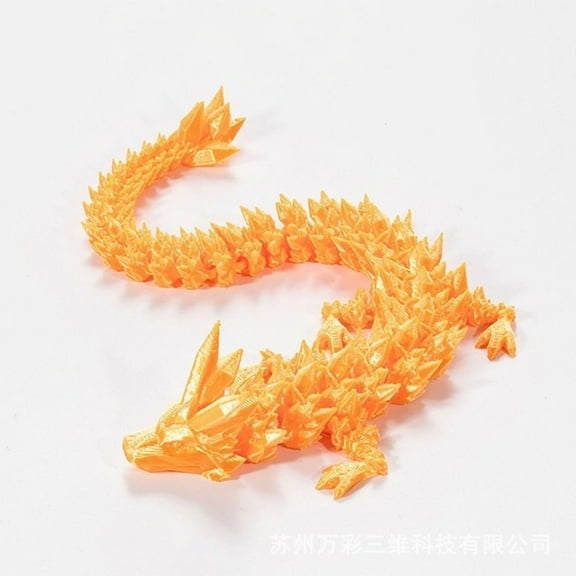 100PC Yellow 13CM 3D Printed Gem Crystal Dragon Figurine Decoration Gift