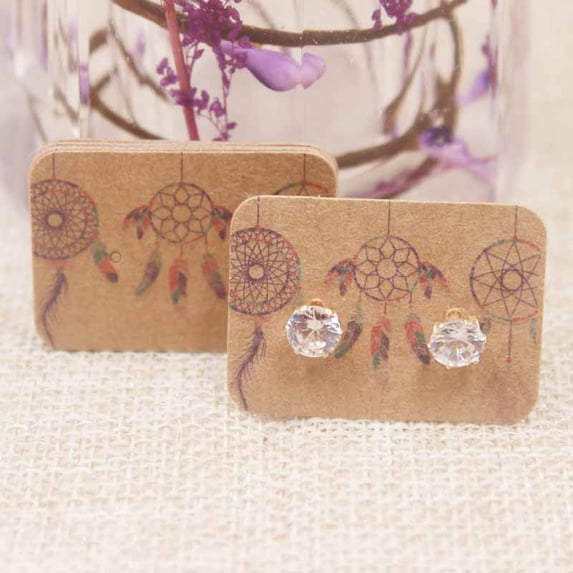 100PC multi flower pattern small earring paper package card DIY handmad elegant stud earring card white kraft paper jewelry card kraftdr3