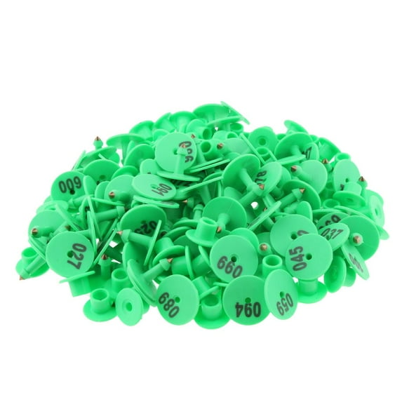 100PCS 001 Pre Numbered Livestock s Tagging Green.
