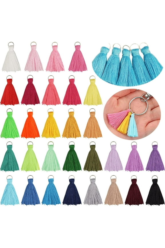 100PCS 1.2inch Mini Tassels Tiny Craft Tassels for Earring Jewelry Making Keychain Tassel Charms Bag Charms Pendant Handmade DIY Accessories(Random Colors)