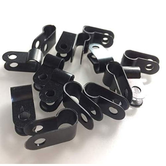 100PCS 10.4R Black Nylon Screw Mounting R Type Cable Clamp Fastener Plastic Wires Cord Clip Fixer Holder Organizer for 3/8Inch /10.4MM Wire Management