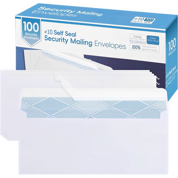 100PCS #10 Envelopes Letter Size Self-Seal Business Envelopes, No Window, Security Mailing Envelopes 4-1/8 x 9-1/2 Inch, White 24LB Paper